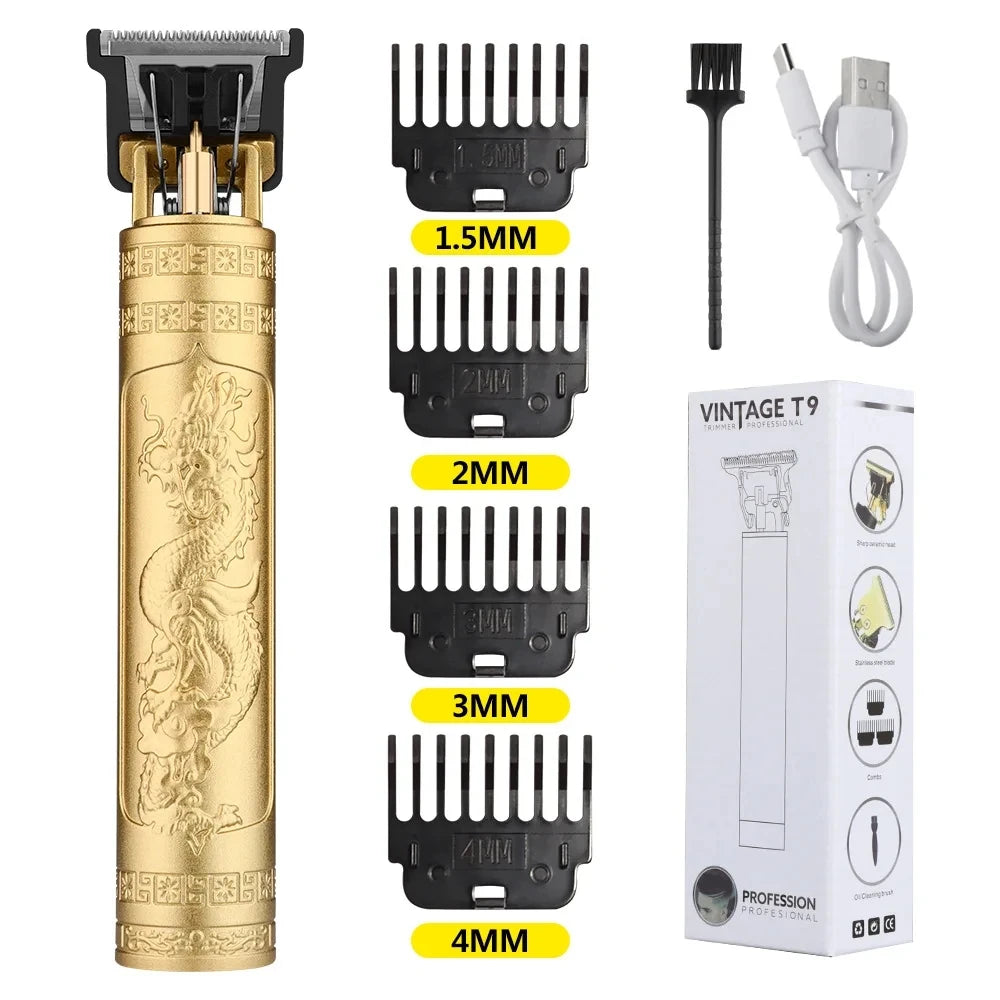 Máquina de cortar cabelo retrô T9 original, aparador para jaquetas, barbeador elétrico masculino, lâmina profissional para áreas sensíveis.