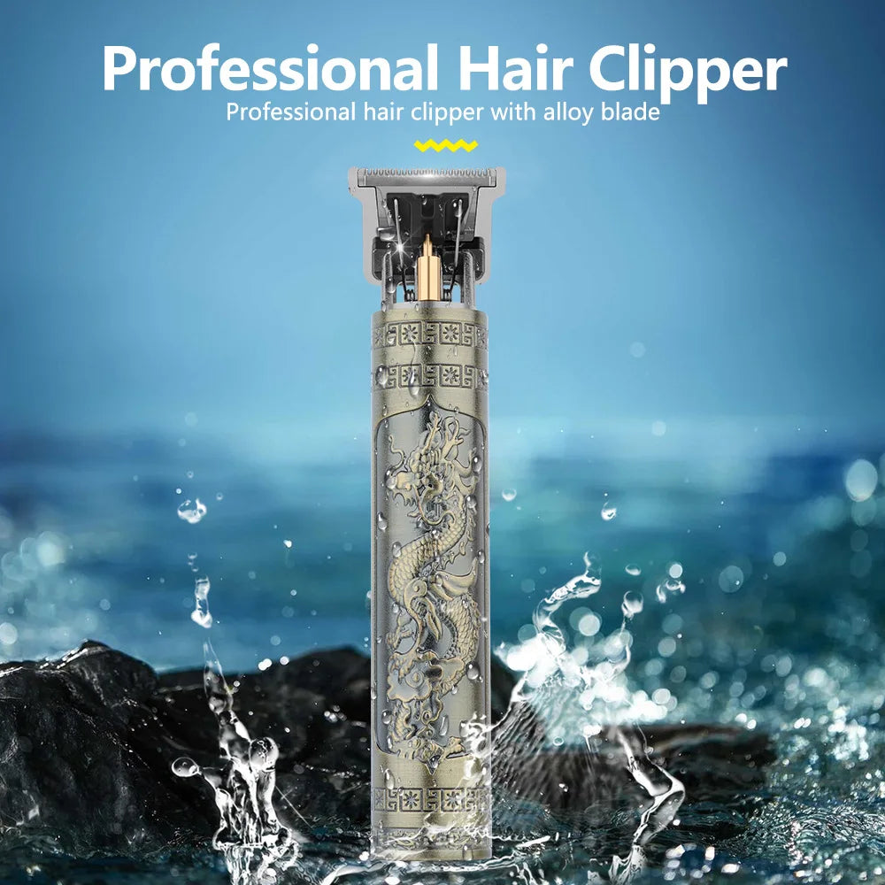 Máquina de cortar cabelo retrô T9 original, aparador para jaquetas, barbeador elétrico masculino, lâmina profissional para áreas sensíveis.