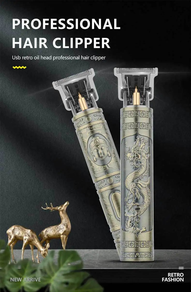 Máquina de cortar cabelo retrô T9 original, aparador para jaquetas, barbeador elétrico masculino, lâmina profissional para áreas sensíveis.
