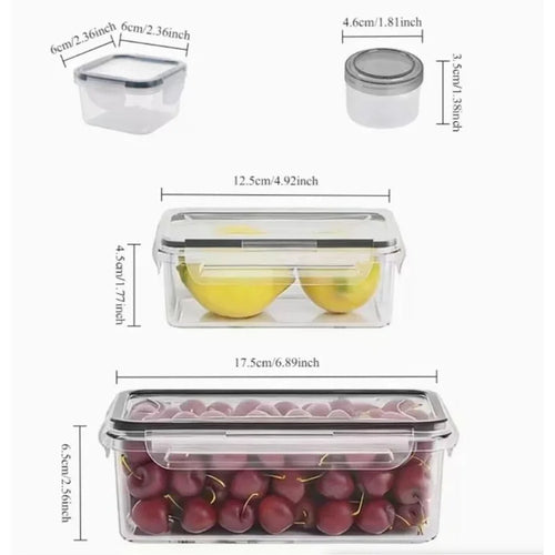 Conjunto de 8 peças, incluindo 4 recipientes transparentes e 4 tampas de encaixe, caixa organizadora hermética para alimentos, geladeira, cozinha, confeitaria e camping.