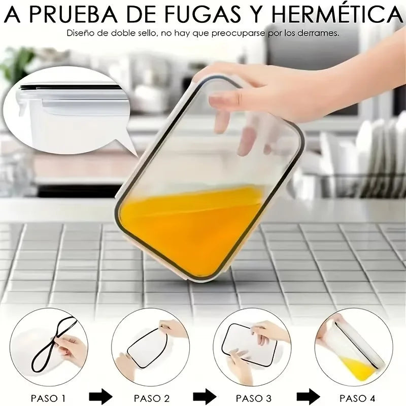 Conjunto de 8 peças, incluindo 4 recipientes transparentes e 4 tampas de encaixe, caixa organizadora hermética para alimentos, geladeira, cozinha, confeitaria e camping.