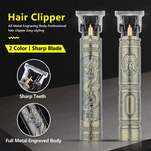 Máquina de cortar cabelo retrô T9 original, aparador para jaquetas, barbeador elétrico masculino, lâmina profissional para áreas sensíveis.