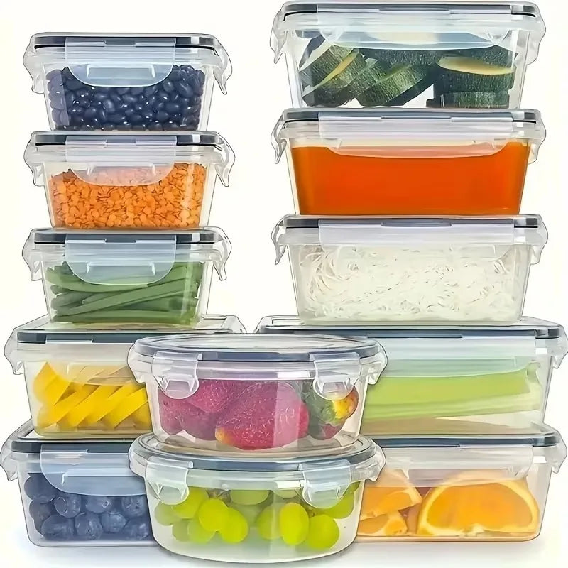 Conjunto de 8 peças, incluindo 4 recipientes transparentes e 4 tampas de encaixe, caixa organizadora hermética para alimentos, geladeira, cozinha, confeitaria e camping.