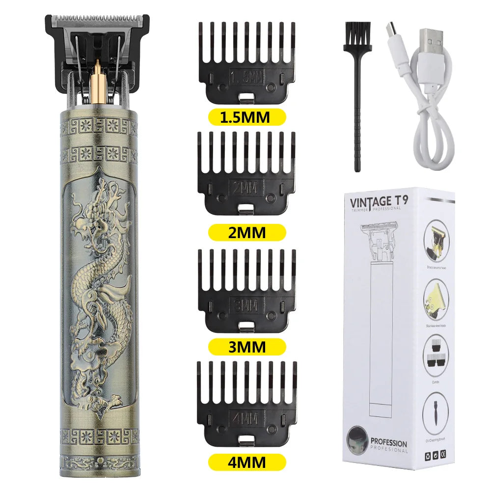 Máquina de cortar cabelo retrô T9 original, aparador para jaquetas, barbeador elétrico masculino, lâmina profissional para áreas sensíveis.