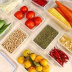 Conjunto de 8 peças, incluindo 4 recipientes transparentes e 4 tampas de encaixe, caixa organizadora hermética para alimentos, geladeira, cozinha, confeitaria e camping.