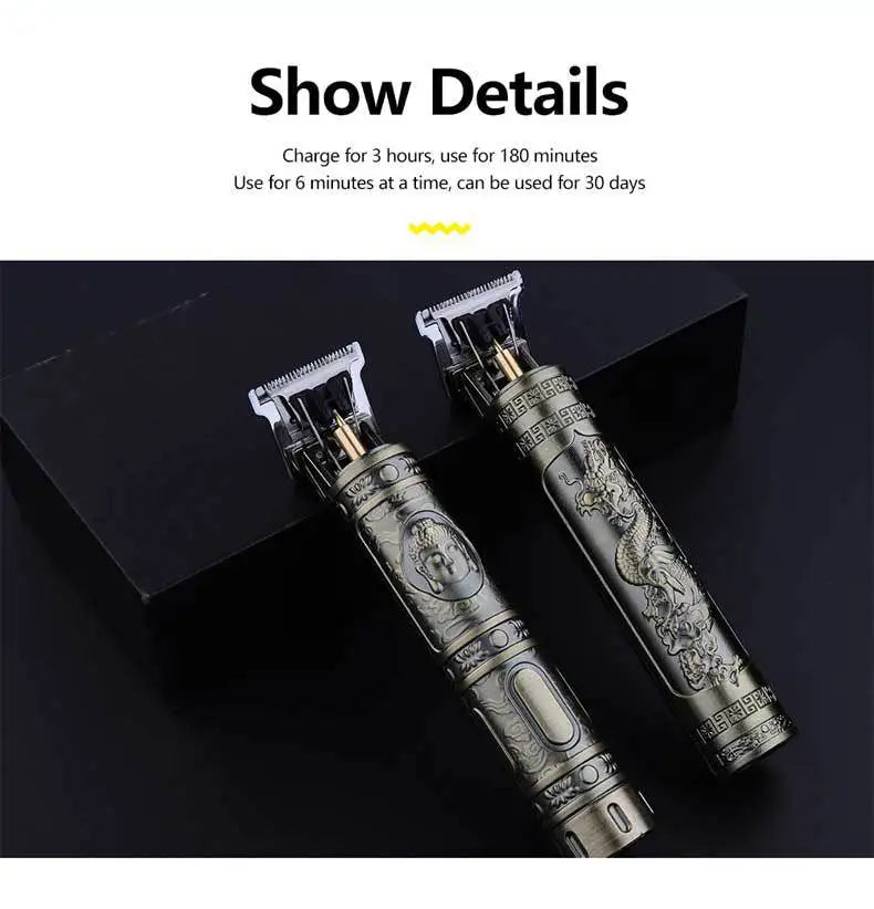 Máquina de cortar cabelo retrô T9 original, aparador para jaquetas, barbeador elétrico masculino, lâmina profissional para áreas sensíveis.
