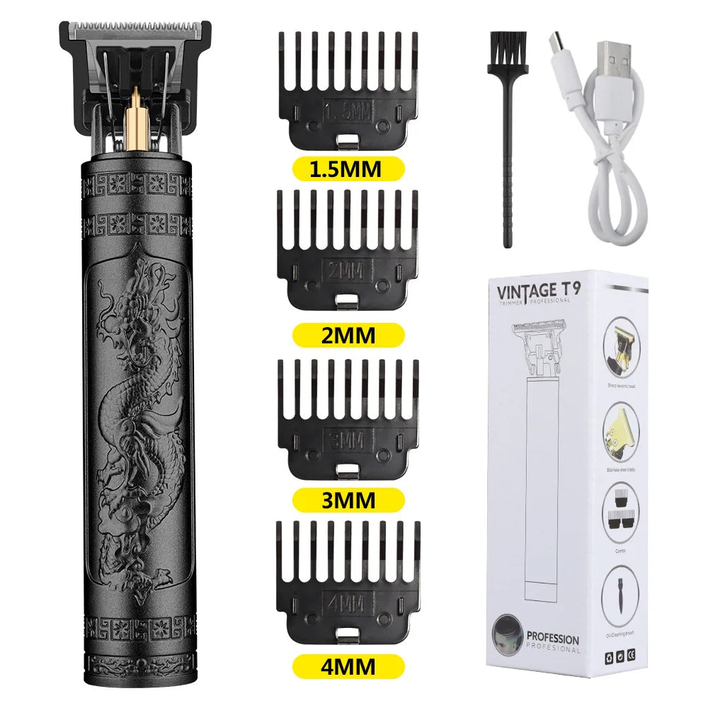 Máquina de cortar cabelo retrô T9 original, aparador para jaquetas, barbeador elétrico masculino, lâmina profissional para áreas sensíveis.