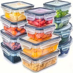 Conjunto de 8 peças, incluindo 4 recipientes transparentes e 4 tampas de encaixe, caixa organizadora hermética para alimentos, geladeira, cozinha, confeitaria e camping.